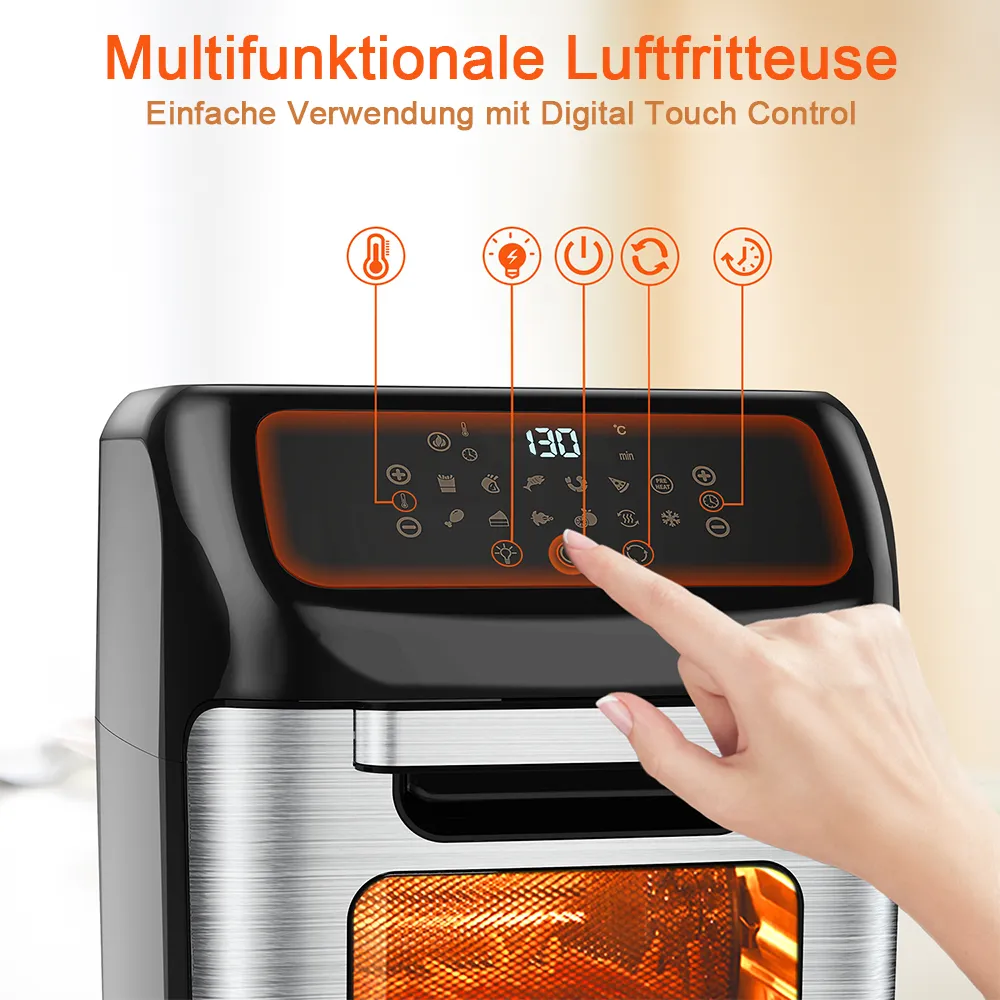 12L Heißluftfritteuse Friteuse Heißluft Fritteuse Ofen Pommes LCD Airfryer BBQ 