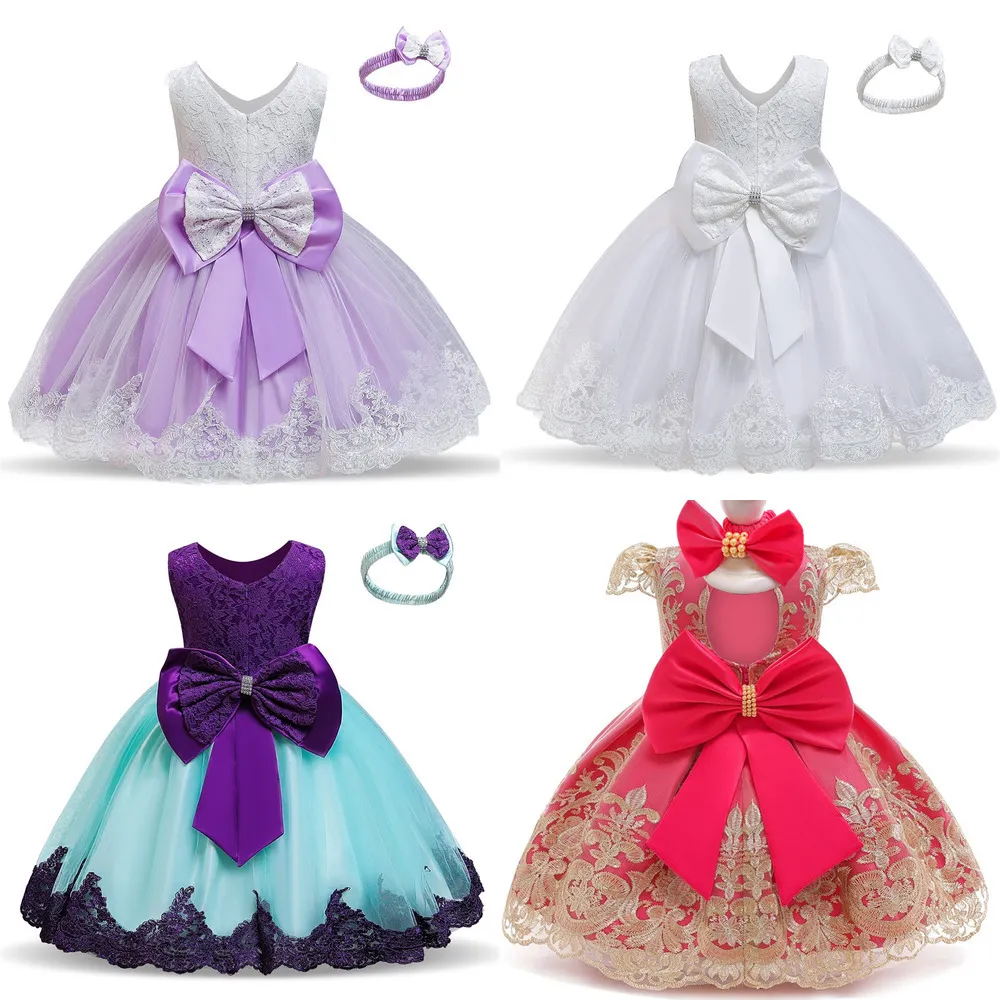 Baby Girls' Ball Gown Princess Dress 3D Flowers with Sash A Line Round –  Avadress