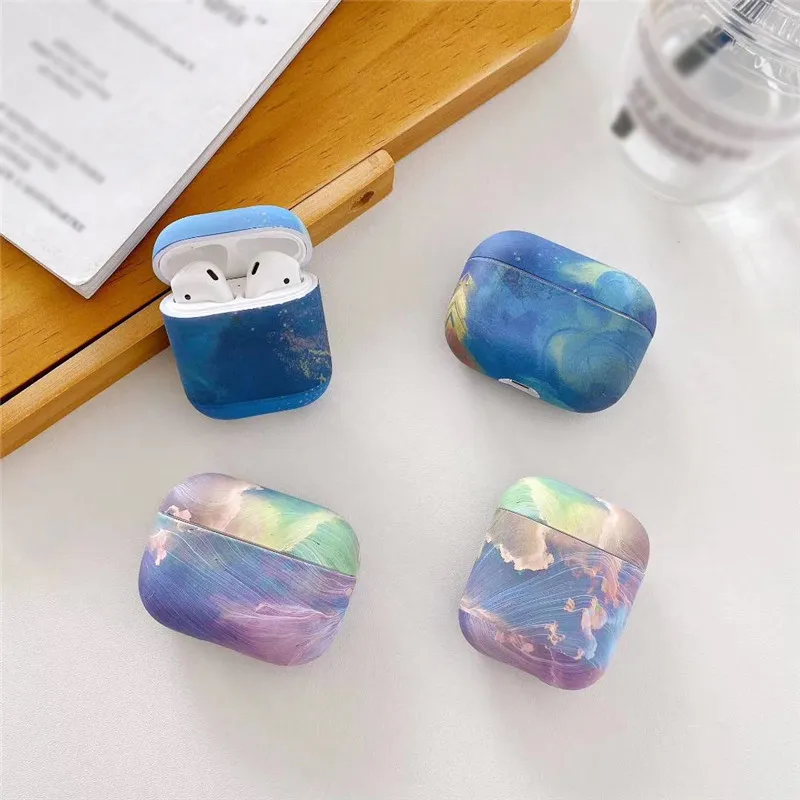 Moda Sky Chmury Drukowanie Case Dla Airpods Pro Słuchawki Dustoszczelnik PC Hard Protector Pokrywa dla AirPODS 2 1 Bezprzewodowe słuchawki Bluetooth