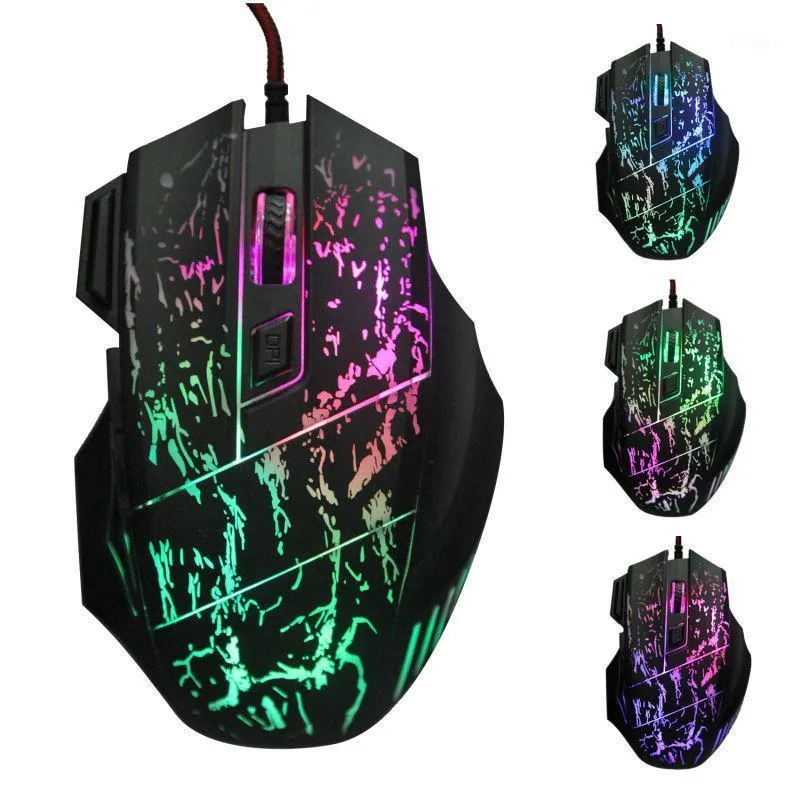 Möss USB Wired Gaming Mouse 5500DPI Justerbara 7 -knappar LED -optisk professionell spelare för PC -bärbara datorer MICE1