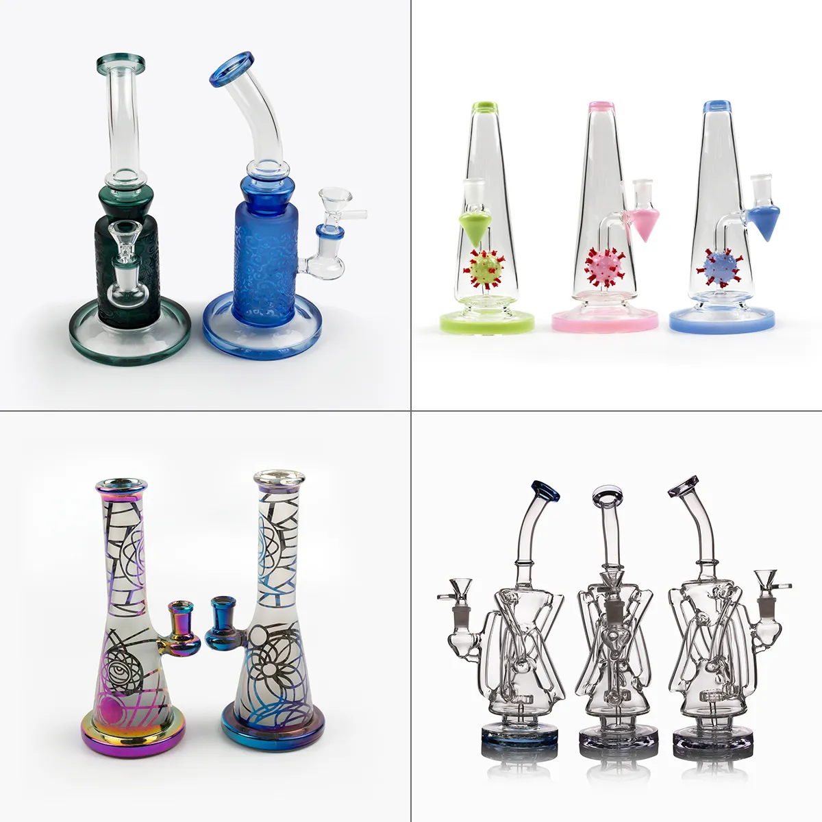 Narghilè colorati 4 Style bong in vetro con giunto femmina da 14 mm per accessori per fumatori dab rig in quarzo banger bowl