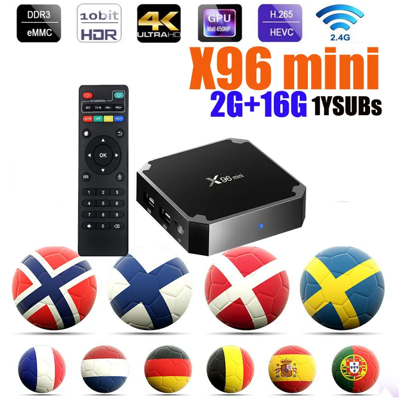 Crystal OTT smart tv box x96 mini 2GB 16GB Android 7.1 lecteur multimédia nordique stable europe arabe x96mini décodeur