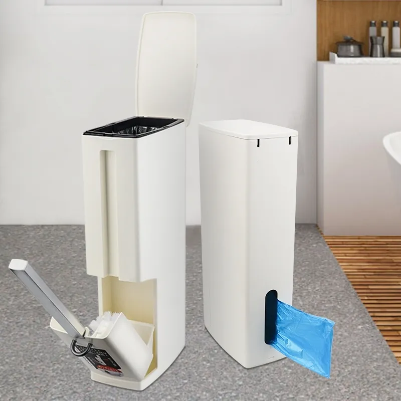 3in1 afvalbak vuilnisbak met toiletborstel vuilnisbak voor badkamer smalle vuilnisbak plastic vuilniszak houder vuilnisbak Y200429