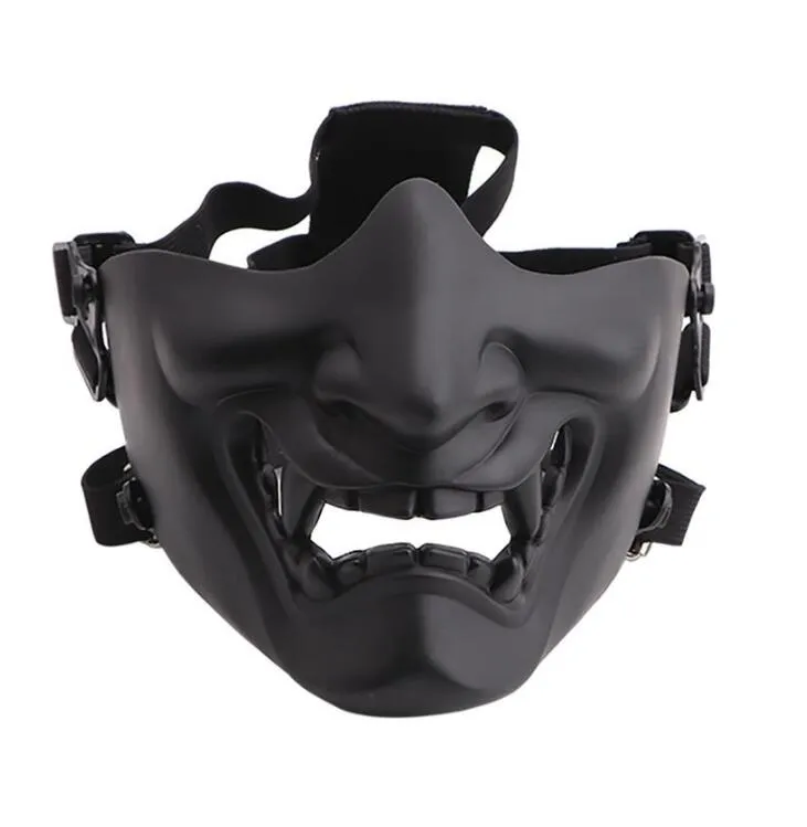 Scary Smiling Ghost Half Face Mask Shape Adjustable (Tactical) Headwear Protection Halloween Costumes Accessories GD1037