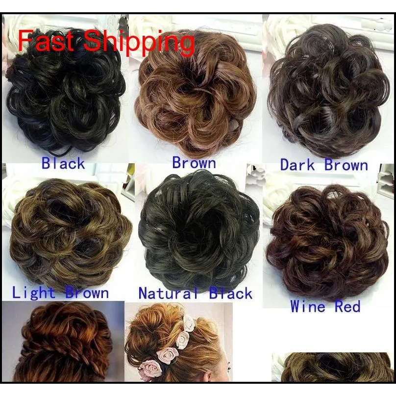 Ponny Tail Hair Extension Bun Hairpiece Scrunchie Elastic Wave Curly Synthetic Hairpieces Wrap f￶r Chignon Qylnwx Nana Shop
