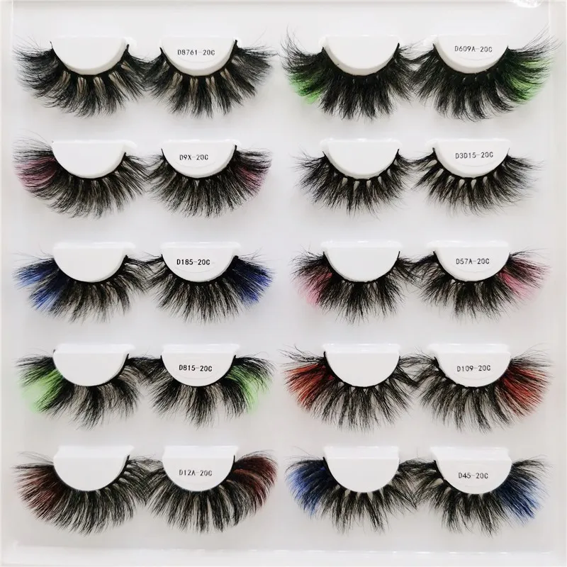 20mm 25mm Colorful Faux 3D Mink Eyelashes Thick Long Colored False Eyelash Shiny Cosplay Party Full Strip Eye Lashes Extension Makeup