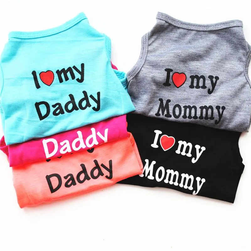 Cute I LOVE MY MOMMY DADDY Dog Clothes Comfort Pet Costume Vest Puppy Coat Clothing Dog T-shirt Pet Supplies