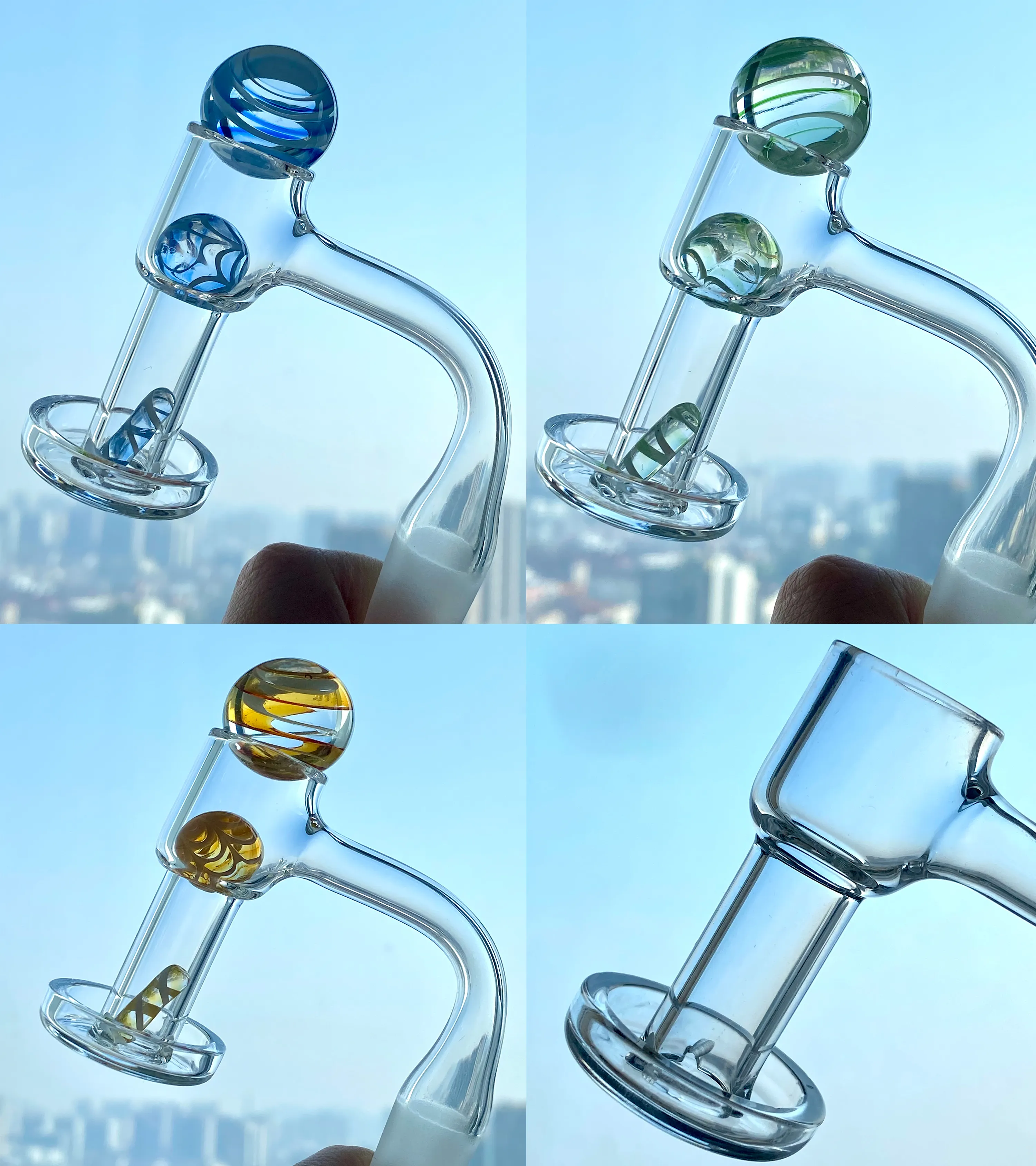 Vollschweiß-Terp-Slurper-Set Quarz-Banger-Nagel-Rauch mit Marmor-Kohlenhydrat-Kugel-Vakuum-Perlen-Pille domellose Ölglas-Bong-Rigs