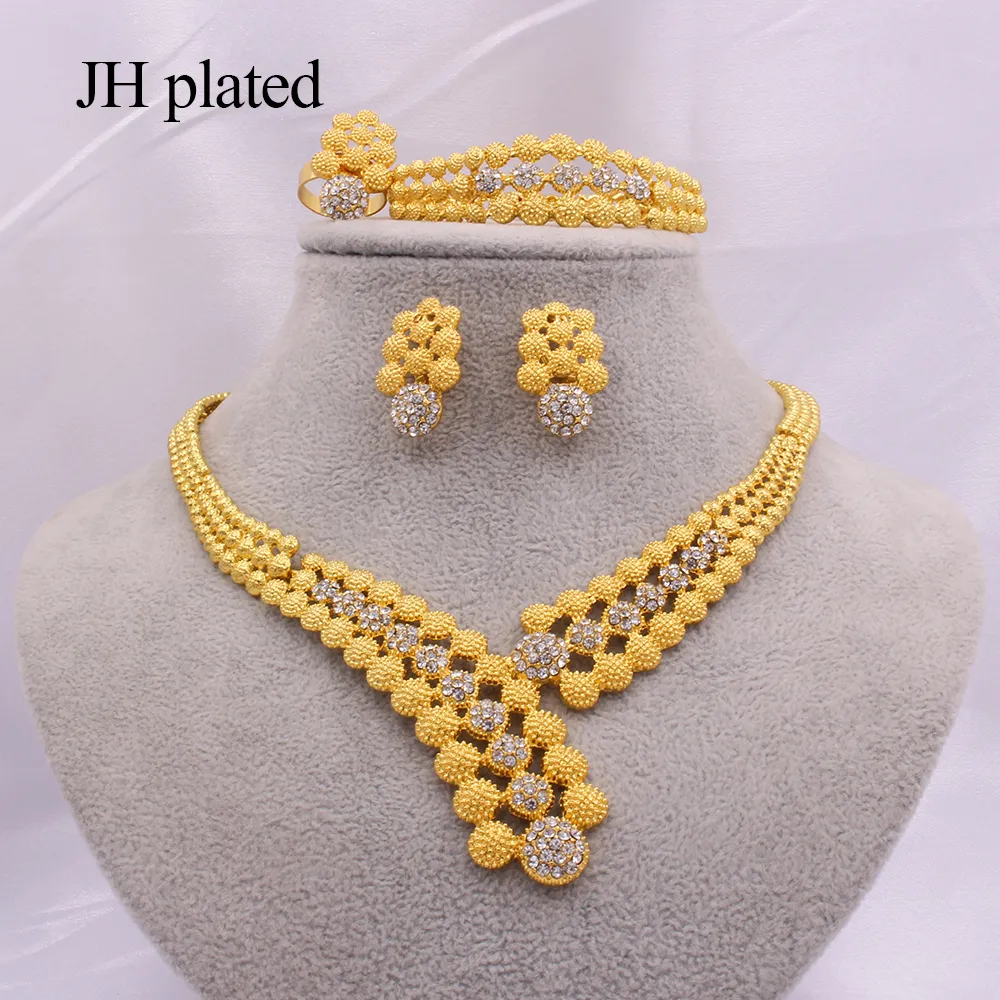 Ethiopia 24K Gold Jewelry sets for women jewellery African wedding bridal gifts bridal party Bracelet Necklace earrings ring set 201215