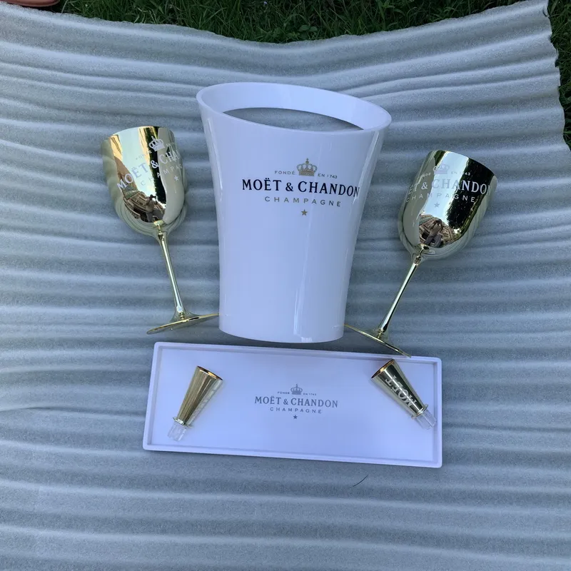 Champagne Cup Cocktail Plastic Wijnkast Galvaniseren Goblet Plastic Wit Acryl Ijsemmer Home Party Drink Sets