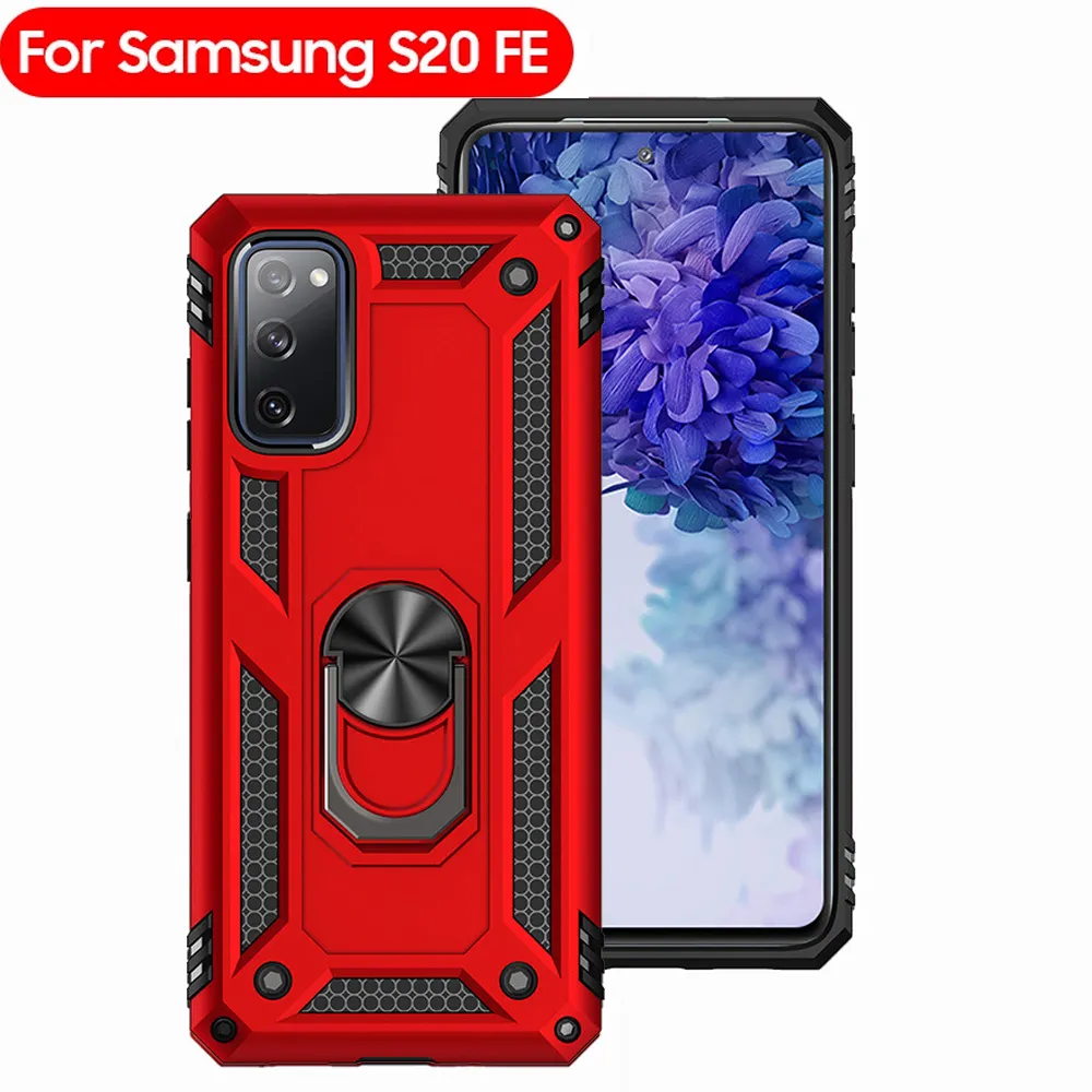 Cell Phone Cases FE 5G Magnetic Armor Finger Ring Stand Shockproof Case for Samsung S20 Ultra S10 S9 S8 Plus Back Cover