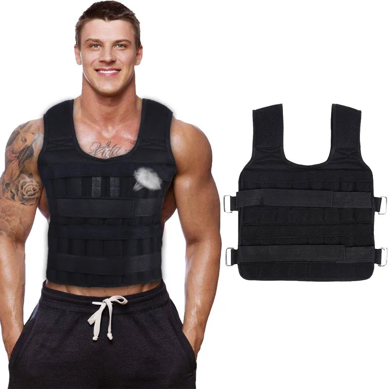 30KG Exercise Loading Weight Vest Boxing Running Sling Weight Training Workout Fitness Adjustable Waistcoat Jacket Sand Clothing Q1225