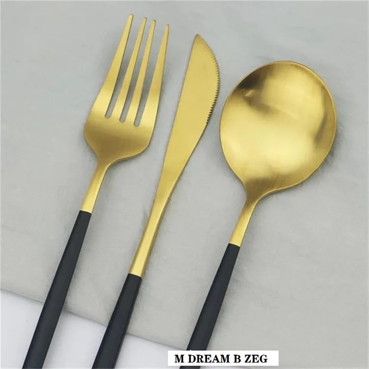 Matte Cutlery Set 304 Zestaw stali stalowej ze stali nierdzewnej Nóż Deser Deser Fork łyżka Silverware Strona główna kuchnia stołowa 3171