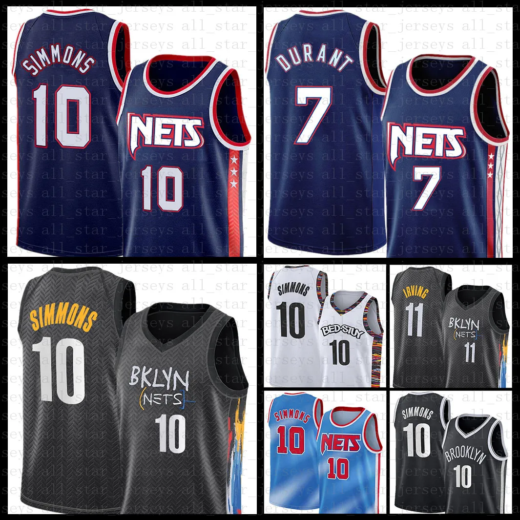 Ben 10 Simmons Camisetas de baloncesto Brooklyns Net Kevin Mens 7 Durant Kyrie Moda 11 Irving 72 Biggie