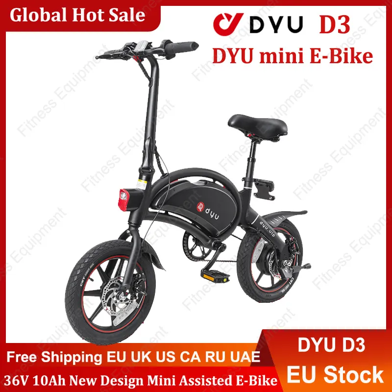 DYU D3 Neuestes Mini-Elektrofahrrad mit 14-Zoll-Lithiumbatterie, 36 V, 10 Ah, City-E-Bike, 25 km/h, zusammenklappbarer E-Bike-Roller