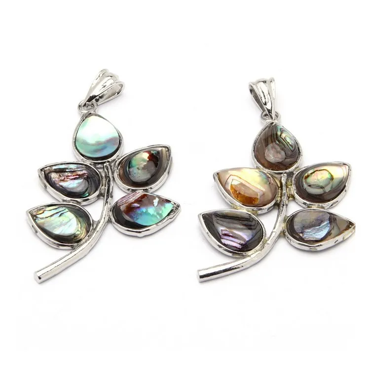Pingente de formato floral Abalone genuíno Mar natural Paua Shell Pétalas Pingente de joias inspiradas na praia 5 peças