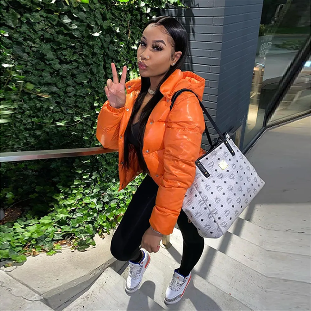 Orange bubble coat sales women's