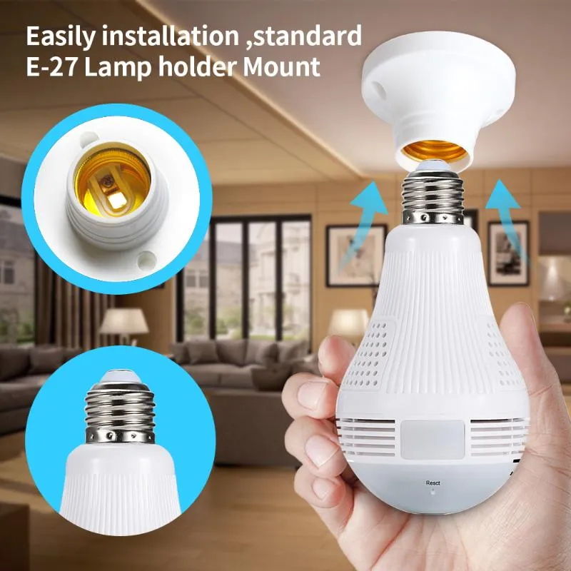 ICSEE 960P 360Degree Panoramic Fisheye WiFi IP Camera Bulb Bulb Home IRワイヤレスオーディオビデオCCTVセキュリティサーベイランスネットワーク