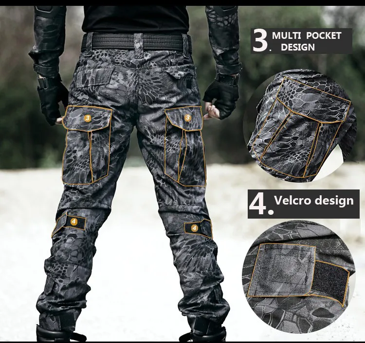 Comprar Pantalones tácticos militares Cargo pantalones hombres rodillera  ejército Airsoft ropa Hunter campo combate pantalones