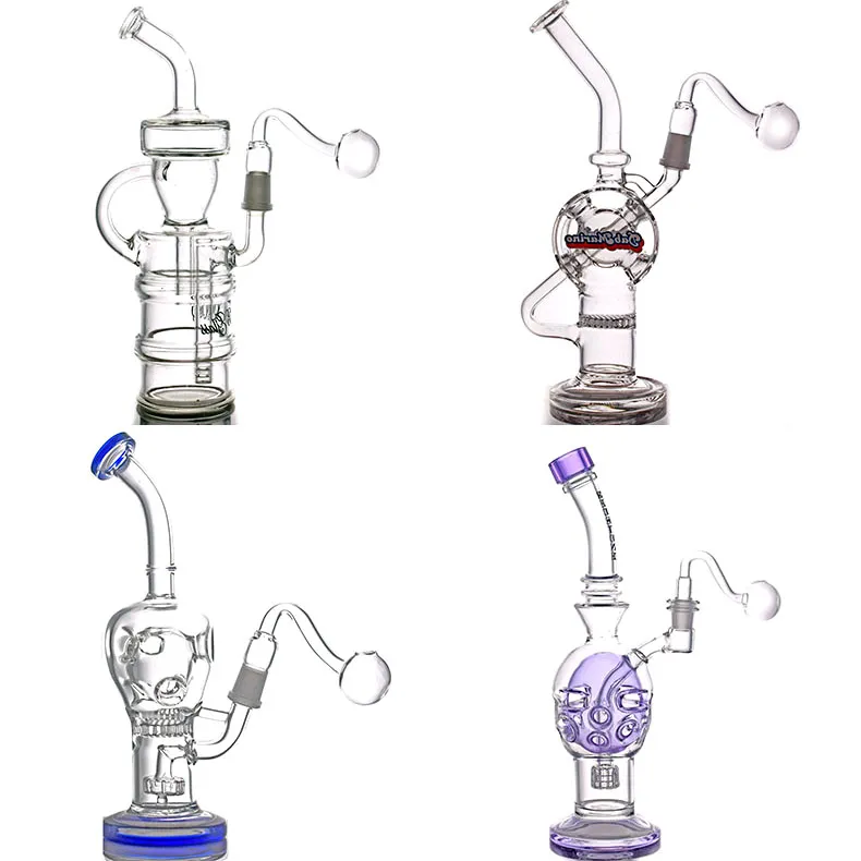 Fab en verre de verre BONG BONG EAU NHANDHAHS Huile Plateaux Honeycomb Matrix Douche PERC RECYCLER RIGS BONG avec tuyau de brûleur à huile de verre