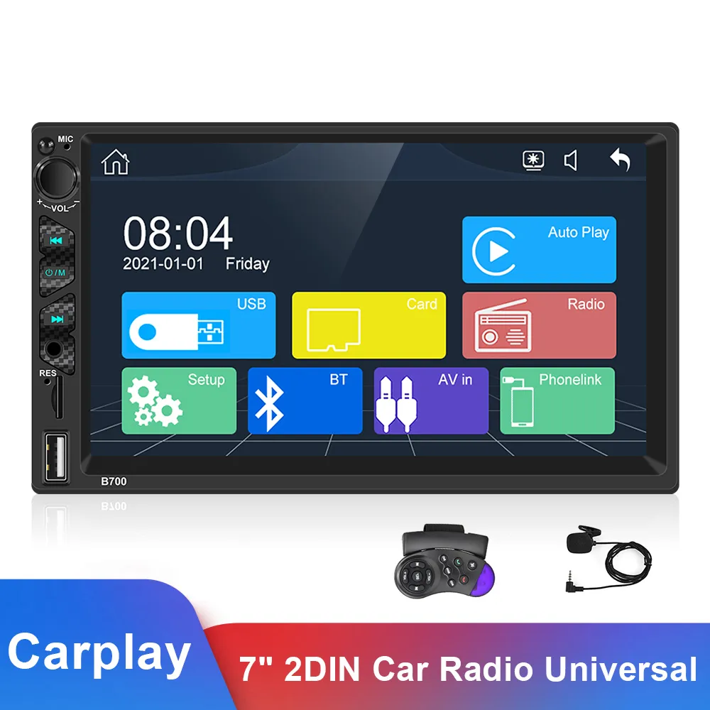 2 DIN Carplay Car Radio Universal 7 "HD Autoradio 멀티미디어 플레이어 자동 오디오 자동차 스테레오 MP5 블루투스 USB TF FM 카메라