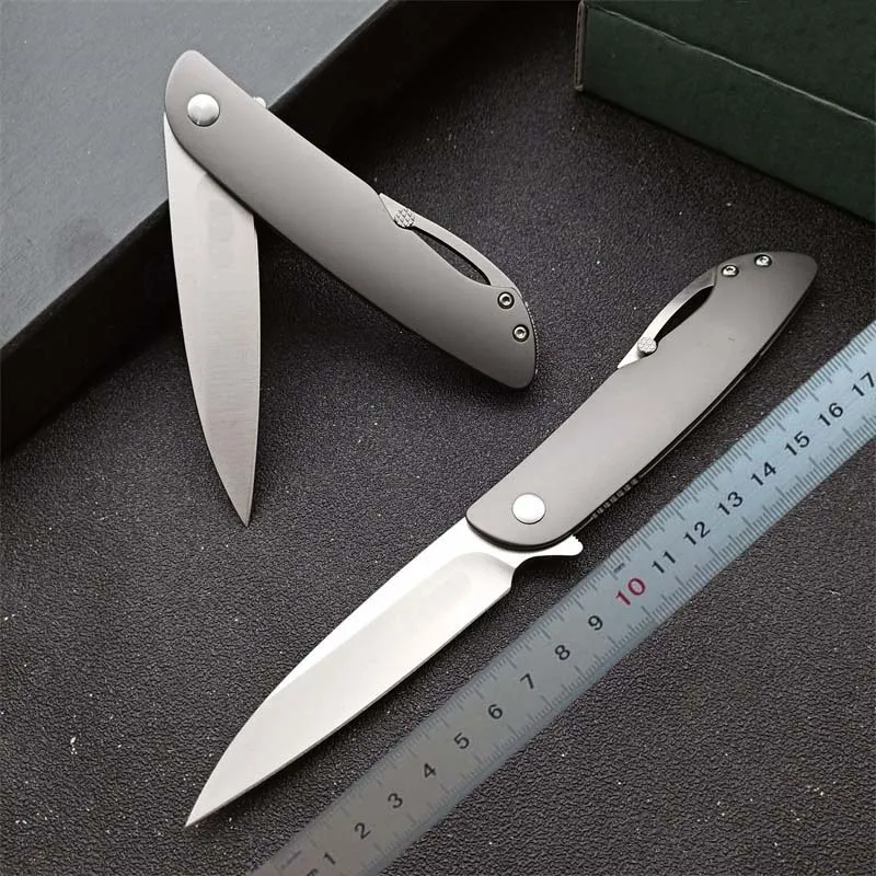 1Pcs New Design Flipper Folding Knife 8Cr13Mov Satin Drop Point Blade Stainless Steel Handle EDC Keychain Knives With Retail Box