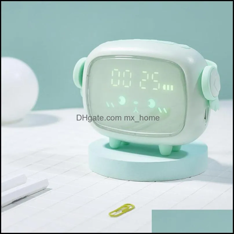 Other Clocks & Accessories Time Angel Alarm Clock With Night Light Temperature Children`s Cartoon Desktop Charging Sleepy Small