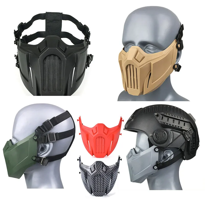 Utomhus Tactical Fast Helmet Mount Mask Airsoft Shooting Ansiktsskydd Half Face Halloween Cosplay NO03-125