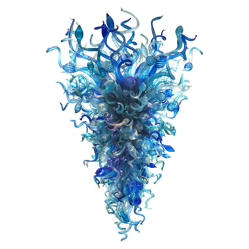 Chihuly Style Chandeliers 100% Handmade Blue Blown Murano Glass Modern Art Chandelier Kitchen Decor Pendant Light3254