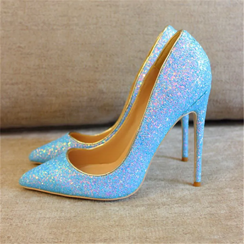 Blue glitter on sale high heels