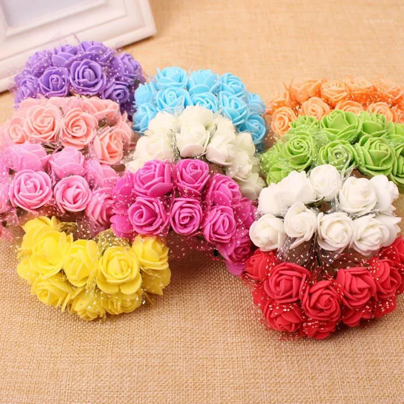 144pcs 2cm Pe Foam Rose Artificial Blommor Bröllopsfest Tillbehör DIY CRAFT HOME DECOR Handgjord blomma Hem Bröllop Decor1