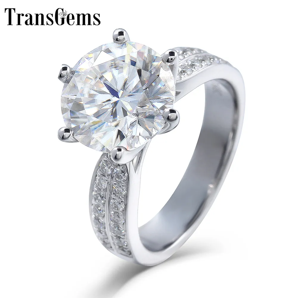 moissanite engagement ring- 14k white gold- moissanite- 3carat- F color 2)