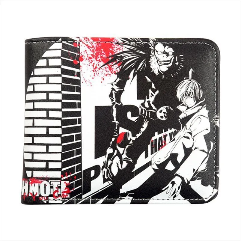 Gran oferta, billetera de Anime Death Note para hombre, tarjetero, billetera plegable para identificación, monedero, embrague, patrón de dibujos animados