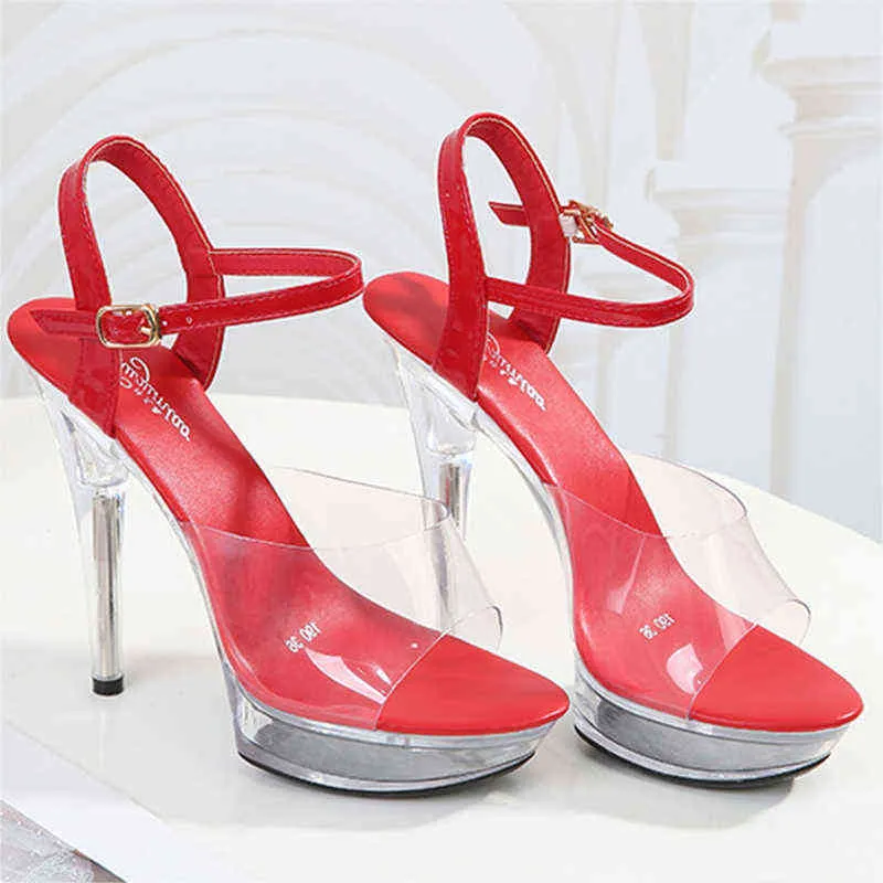 Sandalen Sexy Fairy Stiletto Sandalen Dames Waterdichte Dikke Sole Vis Mond Schoenen Transparante Hoge Hakken 13CM15cm Zomer 220309