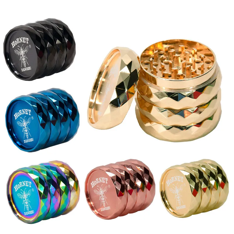 Molinillo de hierbas de 56 mm con 4 capas, 5 colores, molinillos de humo de aleación de zinc, trituradora, accesorios para tabaco