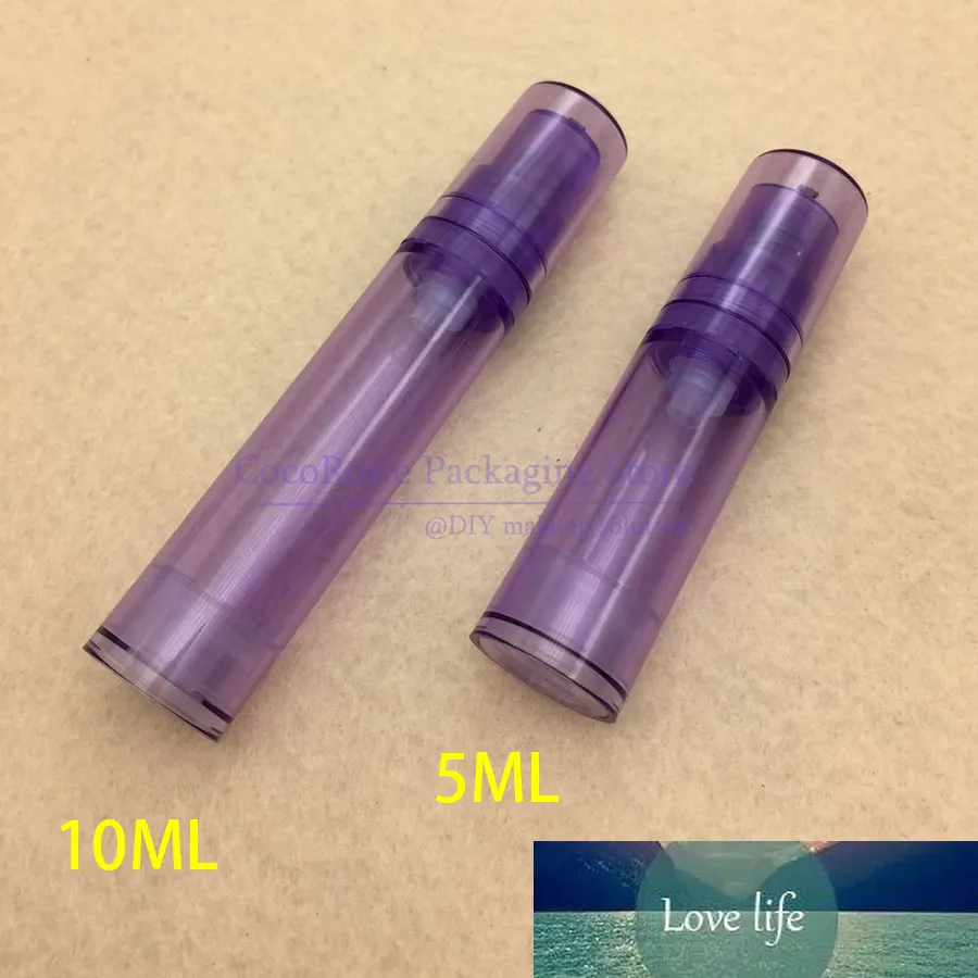 50 pièces 10ML 5ML bouteille pompe à Lotion sans air vide rechargeable crème pour les mains bouteille à pompe à Lotion violette