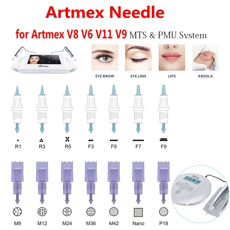 Tek Kullanımlık Mikro İğne Kartuş İpuçları Artmex V8 V6 V11 V9 Kalıcı Makyaj Dövmeler Makinesi Derma Kalem MTS PMU Cilt Bakımı