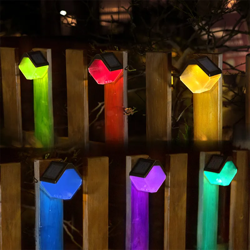 Zonnewandlampen 2LED RGB warme witte buitenafhek tuin lantaarn lichten voor patio trappen werf IP65 waterdicht
