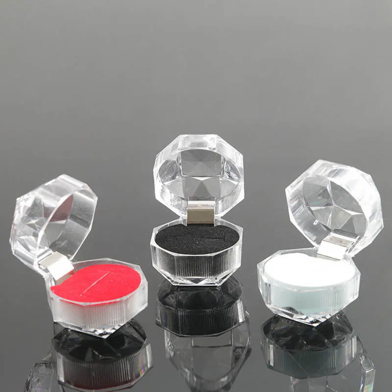 new Transparent acrylic Engagement Ring Box Jewelry Display Ear Studs Storage Case For Wedding Ring Valentine's Day Gift