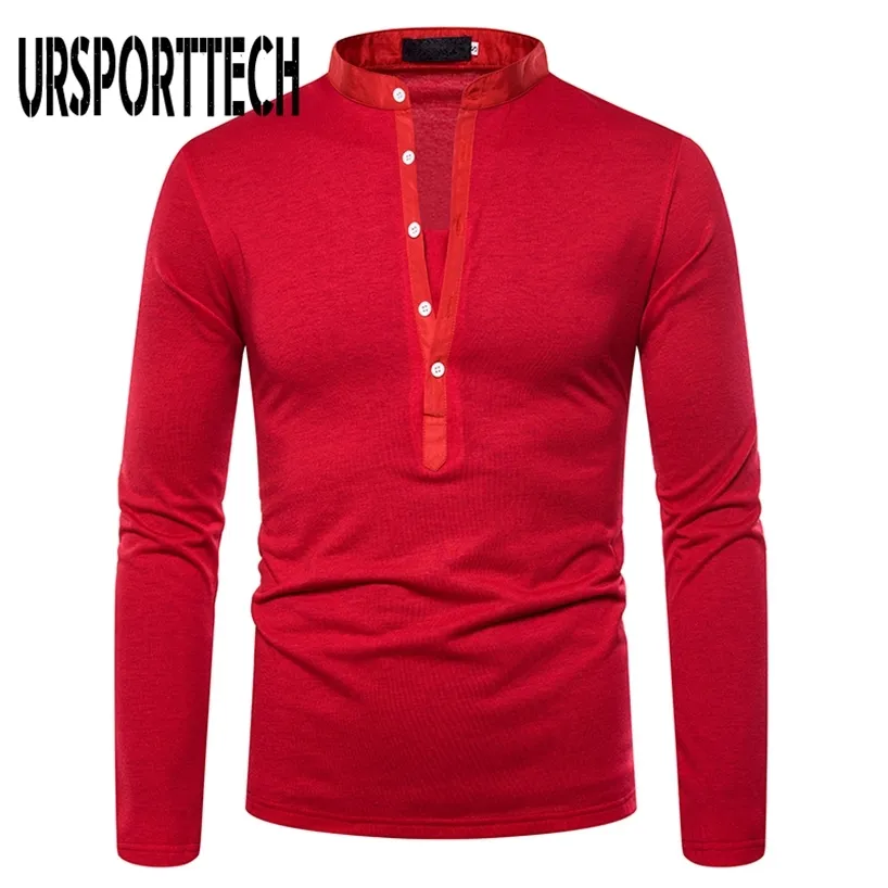 Ursportech Solid Color T Shirt Hommes Manches longues T-shirt Casual T-shirt Tops Vêtements Spring Automne Streetwear Fashion T-shirts 220312