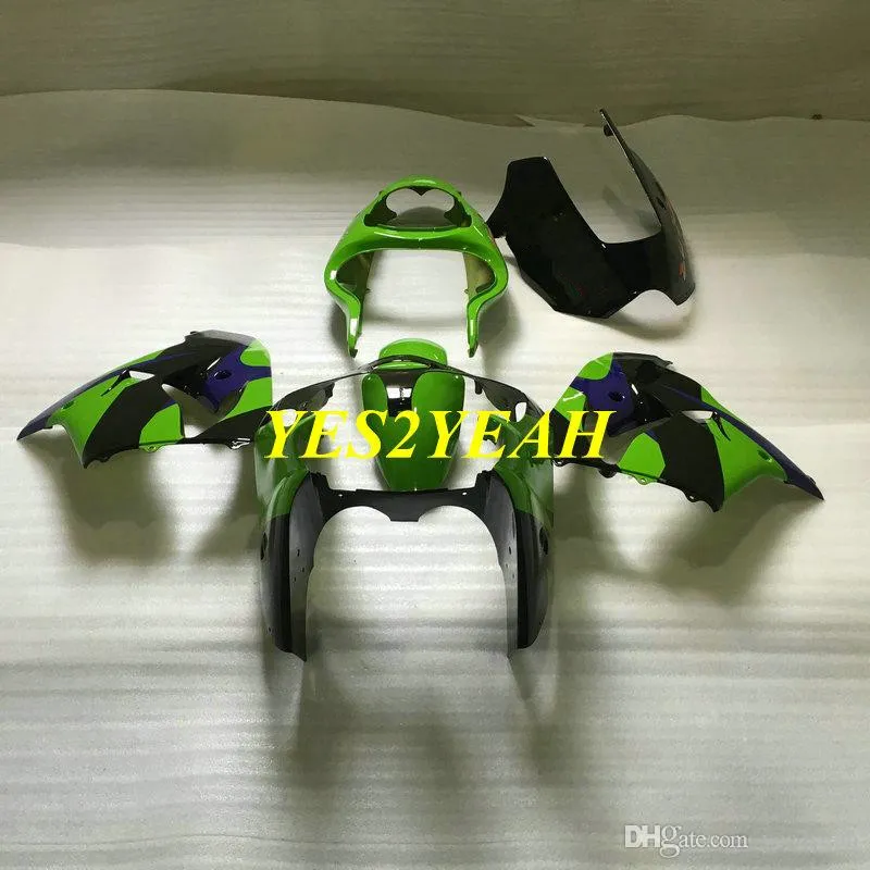 Motorcykel Fairing Body Kit för Kawasaki Ninja ZX-9R ZX 9R 98 99 ZX 9R 1998 1999 ABS Green Fairings Bodywork + Presenter KC13