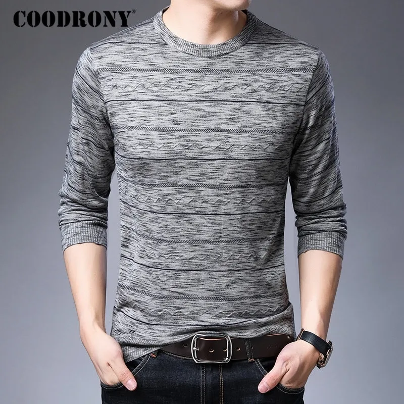 Brand Coodrony Sweater Trickwear Pull Homme Fashion Striped Pullover Men Automne Hiver Soft Warm Cotton Woolen Pulls 91041 201022 Over S