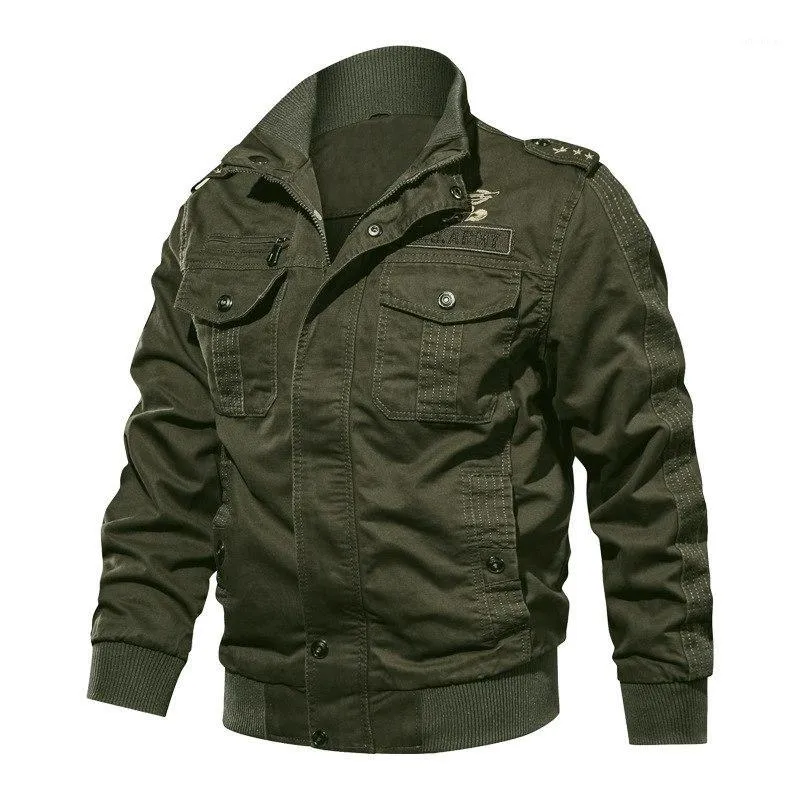 Мужские Parkas 2021 повседневная вышивка мужская куртка верхняя одежда классика мужчин армии стиль куртки плюс размер m-6xL1