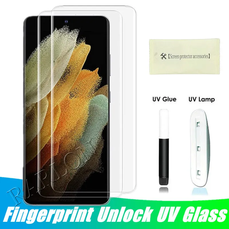 UV Licht Nano vloeistof lijm gehard glas telefoonscherm beschermer voor Samsung S24 S23 Ultra S22 S21 S20 plus noot 20 10 9 S10 S9 S8 Huawei P50 Pro Mate 40 Nova 8