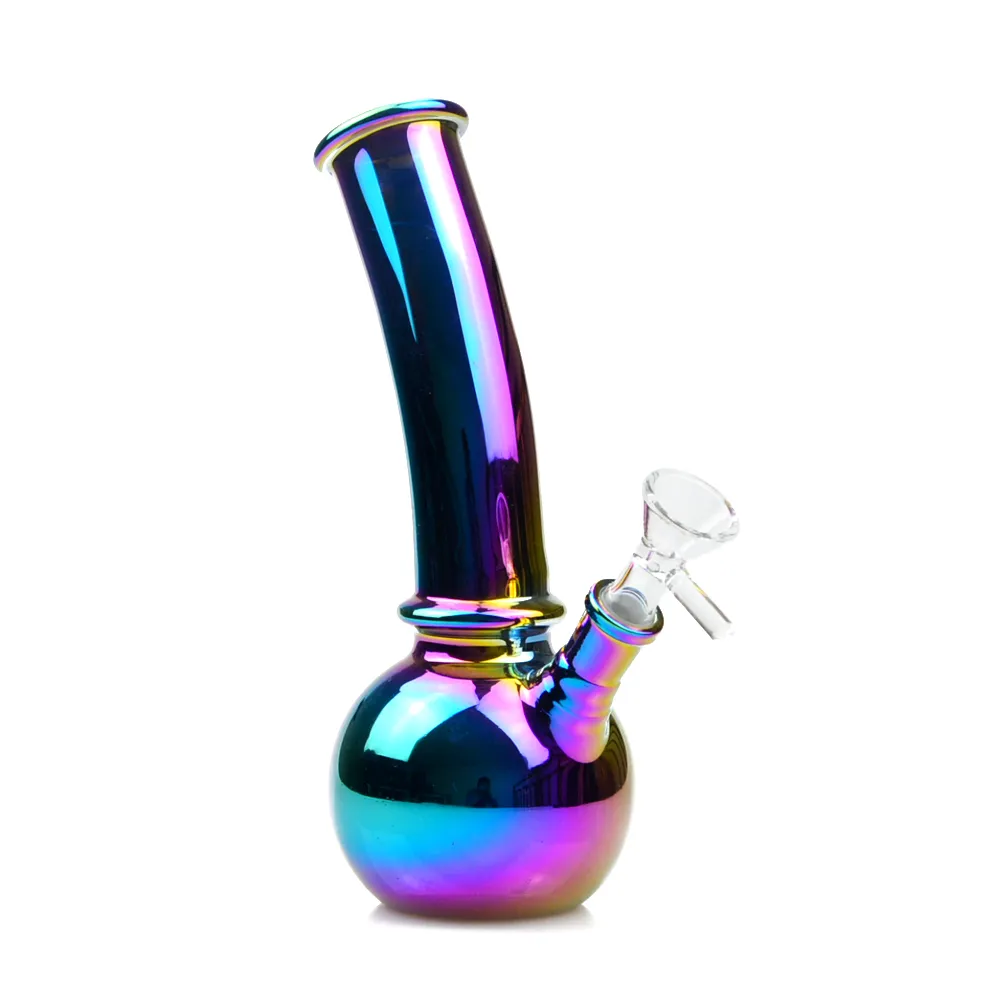 8 Inch Electroplate Glass Bong Dab Rig Hookah Tobacco Water Pipe Oil Rigs Showerhead Perc Percolator Smoking Pipes Beaker Bongs 14mm Bowl Downstem