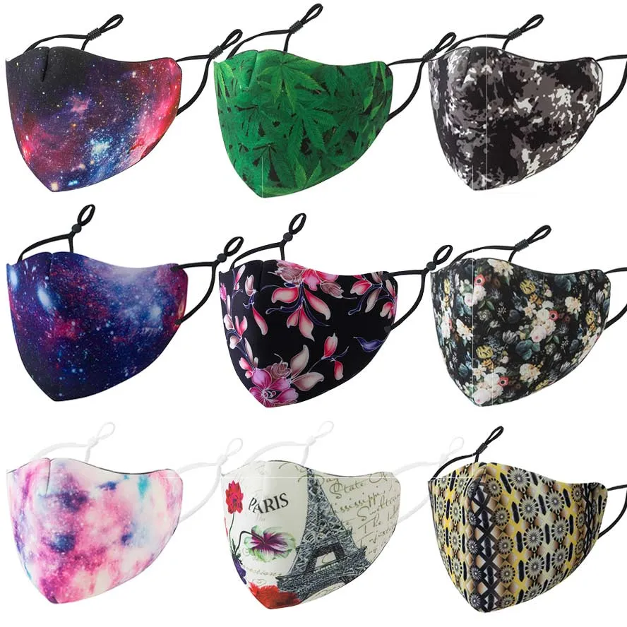 Designer Gezichtsmasker Adulot Fashion Starry Sky Planten en Dieren Maskers Stofdicht Ademend Wasbaar Mond Facemask