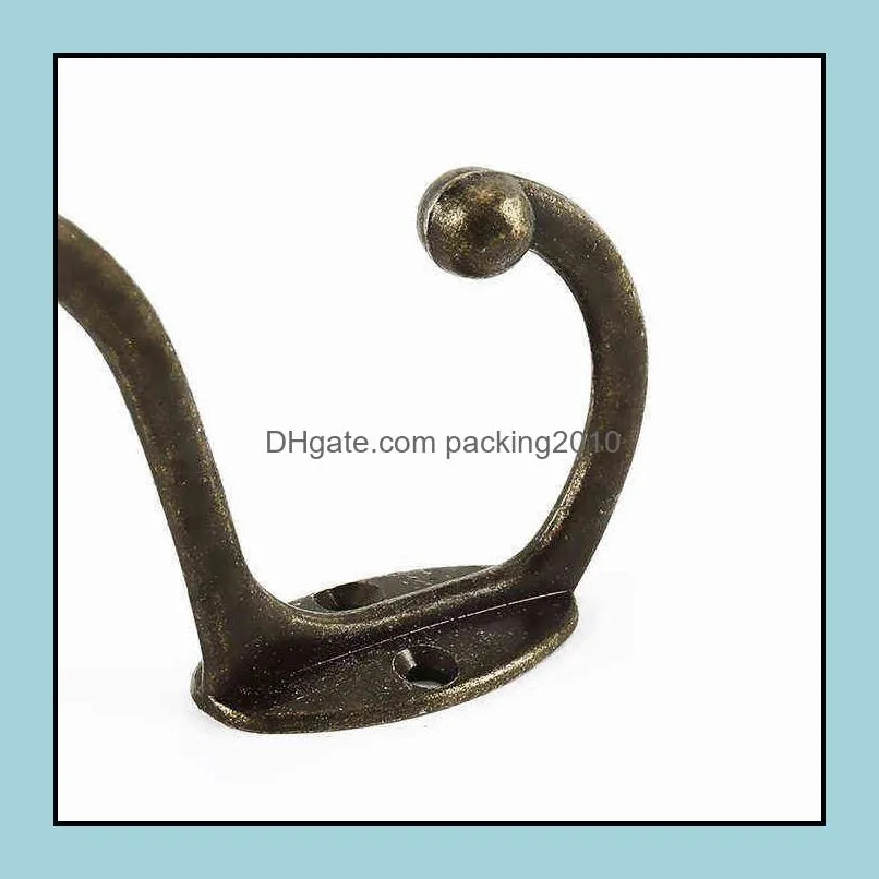 5PCS Cloth Hook Hanger Metal Wall Hanging Vintage Bronze Rustic Key Coat Bag Hat Robe for bathroom 220115