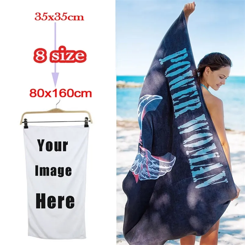 Towel DIY Image Print Custom Bath Personalized Customized Beach Towels Micro Fiber Washcloth Washrag Corporate Gift With 201217