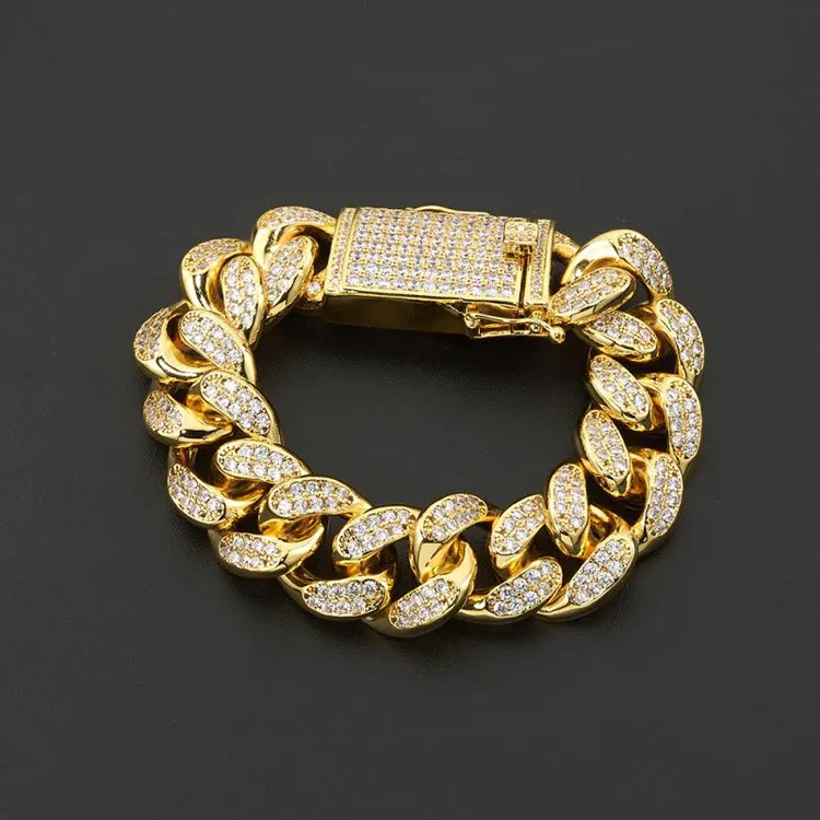 20mm Iced Out Big Miami Cuban Link Armband Tennis Hip Hop Gold Silber Herren Damen Schmuck