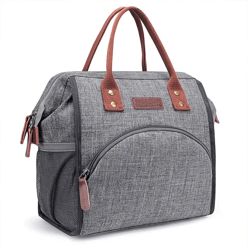 أكسفورد قدرة كبيرة حقيبة الغداء معزول قماش الغذاء حقيبة حمل نزهة حقائب برودة الحرارية المرأة الغداء مربع bolsa termica W405 C0125